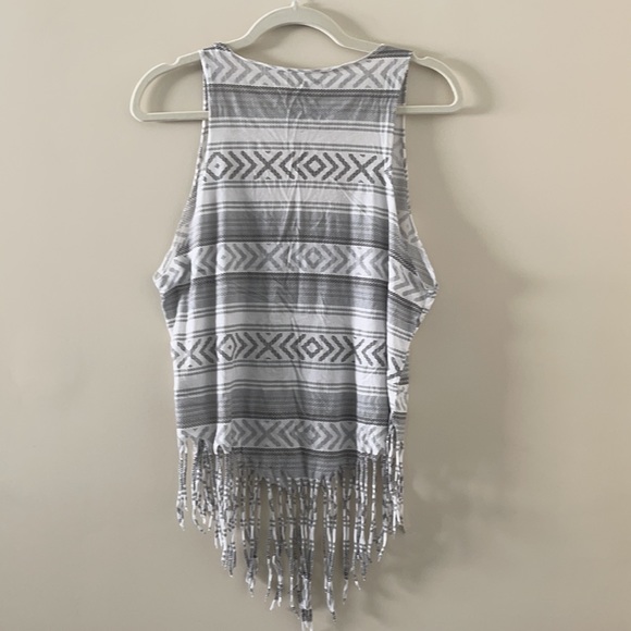 Cute Tribal Print Tank with Fringe - L - Picture 4 of 6